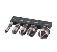 5 piezas de vástago hexagonal de 5 flautas para brocas avellanadas Hss 82° de tierra para acero inoxidable acero suave aluminio madera - Incluye 1/4 3 más de 8 mitad 5 más de 8 tres cuartos