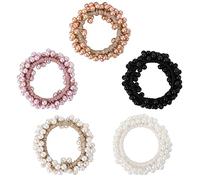 5 Piezas Diademas de Perlas Accesorios para el Cabello de Moda para Mujer Coleteros Pelo Mujer Elásticas Cuerda para el Cabello de Perlas Adornos Pelo para Niña
