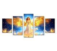 5 Piezas Diamond Painting Kit Completo Ángel Pintura de Diamante Adultos, Chica Bordado Punto de Cruz Dibujos con Diamantes, DIY Diamond Art Manualidades Adultos para Decoración Hogar 50x30cm C-7886