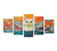 5 Piezas Diamond Painting Kit Completo Gato Pintura de Diamante Adultos, Ángel Bordado Punto de Cruz Dibujos con Diamantes, DIY Diamond Art Manualidades Adultos para Decoración Hogar 150x75cm C-2084