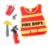 5 Piezas Disfraz Bombero Niño, Chaleco de Bomberos, Extintor y Accesorios Set Juego de Rol Carnaval, Traje de Bombero Infantil Disfraces para Halloween Navidad, Educación sobre Simulacros de Incendio