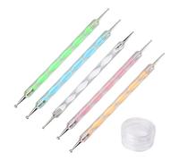 5 piezas Dotting Pen con 1 pieza de 5 g pequeño frasco redondo, Nail Art Dotting Tools, Nail Art Sculpture Pen Double Point, Nail Art Dibujo Pintura Herramientas de Dotting Pen,Para Nail
