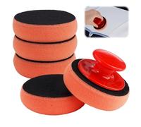 5 Piezas Esponja Pulir Coche, Esponjas de Pulido, Almohadilla de Pulido para Pulir Coches con Mango Antideslizante, Almohadilla para Lavado Encerar, Motos y Cristales Encerar, Quitar Arañazos