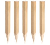 5 Piezas Estacas de Madera para Medición y Marcaje de Límites | Punta Afilada, Bordes Suaves y Acabado Chocolate, Uso Seguro para Huerto, Cercas y Cinta de Obra