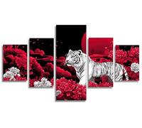 5 Piezas Estilo japonés Diamond Painting Tigre Diamond Painting Adultos, DIY Pintura de Diamante Kit Manualidades Adultos, 5D Creart Pintura Diamante para Decoración Pared Hogar 100x50cm, Model741