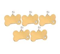 5 Piezas Etiqueta de Identificación en Forma de Hueso | Colgante Dorado Pata Hueca, Superficie Lisa, Uso en Collar y Llavero DIY