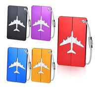 5 Piezas Etiqueta Maleta Viaje, Aluminio Identificador Maletas Viaje con llavero de Alambre y PVC Impermeable Etiquetas para Maletas para Bolsa de Viaje, Maleta, Mochilas (5 Colores)