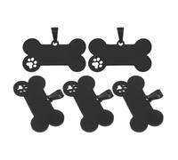 5 Piezas Etiqueta para Collar de Perro, Forma Hueso | Diseño Calado de Pata a Doble Cara, para Gatos, Llavero y Eventos de Adopción