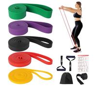 5 Piezas Fitense Bandas de Resistencia, Bandas Elasticas Fitness, con Ancla de Puerta, Anclaje de Puerta, Asas, Manual, Bandas de Resistencia para Ejercicios/Yoga/Fisioterapia