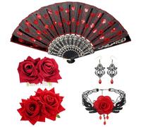 5 Piezas Flor Broche Adorno de Cabeza Novia Mujer, Rosas Tocado Pinza para Cabello Accesorios de Pelo, para Bailarina de Flamenco Novia Mujer Niña para Fiestas Sevillana Boda