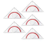 5 Piezas Geometría Triangular, Plastico Transportador y Escuadra, Geometría del Triángulo Transparente para Oficinas y Escuelas, 14cm