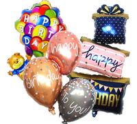 5 Piezas Globos de Cumpleaños Happy Birthday, Globos de Aluminio para Cumpleaños, Globo de papel de aluminio XXL, Lindo Oso Thame Globos, Happy Birthday Torre de regalo, Globos De Letras Inflables