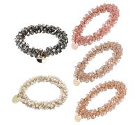 5 Piezas Gomas Pelo De Perlas Elásticos Para El Pelo Con Cuentas De Cristal Scrunchies de Cristal con Perlas y Strass para Mujeres y Niñas