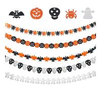 5 Piezas Guirnaldas de Halloween, Decoracion Halloween Casa, Guirnalda de Araña Calabaza Calavera, Decoraciónes Fiesta de Miedo, Pancarta de Papel de Halloween, Decoración para Fiestas de Halloween