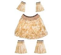 5 Piezas Hawaianas Hula Grass Skirt Set, Decoración de Fiesta Tropical Hawaiano, Falda de Hierba Color Paja, para Garden Playa Fiesta Tiki de Verano, 60cm (A2)