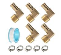 5 piezas HOSES BARB 90 Degree Male Thread 1/8 "3/8" 1/2" ELBOW BRASS BARBED FITTING COUPLERS Adaptador de conector