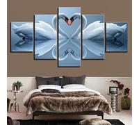 5 Piezas Impresiones Sobre Lienzo de Arte Reflection in Swan Harmony Marco Moderno para Dormitorio Sala Estar Cocina