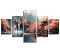 5 Piezas Japón Diamond Painting Paisaje Diamond Painting Adultos, DIY Pintura de Diamante Kit Manualidades Adultos 5D Creart Kit Punto de Cruz Pintura Diamante para Decoración Pared 250x120cm,Model389