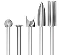 5 Piezas Juego de Brocas de Tallado de Madera, Brocas de Tallar para Dremel Accesorios con vástago de 1/8” para Herramienta Rotativa, Bricolaje, Carpintería, Grabado, Perforación y Rectificación