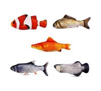 5 Piezas Juguetes Gatos, Juguetes de Pez con Hierba Gatera para Gatos, Juguete Pez para Gato en Diferentes de Peces Realistas, Suave y Agradable al Tacto, Consuelo Emocional y Masticación Suave