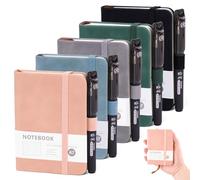 5 Piezas Libreta Pequeña A7, Mini Cuaderno de Notas con Bolígrafos, Libreta Pequeña de Bolsillo Diario de Viaje Bloc de Notas Cuaderno de Cuero para la Escuela, la Oficina, el Trabajo (200 Páginas)