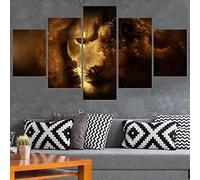 5 Piezas Lienzo Arte De Pared Moderno 5 Piezas Animal De Cabeza De León De Fantasía Lienzo Casa Deco Arte Pared Imprimir Cuadro Modular,Habitación Infantil Impreso Pared Lienzo Deco Con Marco 200 X 1