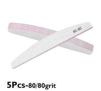 5 piezas Lima pulidora de uñas 80/100/150/180/240, papel de lija fuerte y grueso, doble cara, media luna, herramientas de manicura para esmalte de uñas en gel