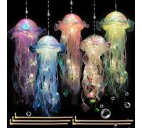 5 Piezas Linterna de Medusa Brillante,Farolillos de Medusas,Lámpara Colgante de MedusasDIY,Linterna DIY Multicolor para Fiestas,Linternas Colgantes de Medusas,Medusa Luminosa (Color-A)