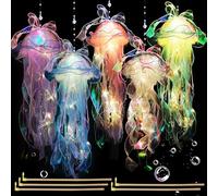 5 Piezas Linterna de Medusa Brillante,Farolillos de Medusas,Lámpara Colgante de MedusasDIY,Linterna DIY Multicolor para Fiestas,Linternas Colgantes de Medusas,Medusa Luminosa (Color-C)