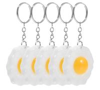 5 Piezas Llavero Colgante de Huevo Cocido de Resina y Acero | Colgantes para Bolsos y Mochilas, Juego, Obsequio de Cumpleaños para Amigas y Chicas