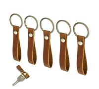 5 Piezas Llavero Cuero, Llaveros de Piel Genuine Llavero de Cuero de Vaca Diseño Simple Correa Cordón para la Muñeca para Llaves para Llaves de Coche Moto y Casa, Pequeño Regalo Unisex Adulto