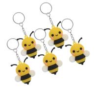 5 Piezas Llavero Decorativo de Abeja, , PVC y Metal, Colgante