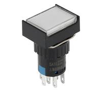 5 piezas/lote SA16J-22D 16 mm SPDT 8 pines Interruptor pulsador rectangular de reinicio/apagado con lámpara(Blanc,220V)