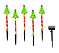 5 Piezas Luces solares de Navidad para caminos, Decoración de lámparas de jardín de Navidad, Luces de estaca con LED solar de Navideñas impermeable para Exterior Patio Césped Yard (Árbol de Navidad)