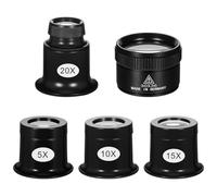 5 Piezas Lupa de Relojero, Lupa de Joyero, Lupa de Aumento, Lupa, Monóculo de Lupa de Ojo 5x/10x/15x/20x/30x, para Joyero Reloj Hobby Monedas Electricista Costura (Negro)
