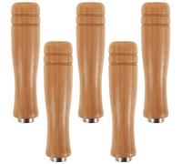 5 Piezas Mango de Lima de Madera Redondo con Collar Metálico 6mm | Diseño Ergonómico para Sujeción Cómoda, Cambio Rápido, Acabado Liso y Textura Premium