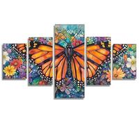 5 Piezas Mariposa Diamond Painting Flor Diamond Painting Adultos, Pintura de Diamante Kit Manualidades Adultos, 5D Creart Kit Punto de Cruz Pintura Diamante para Decoración Pared Hogar 50x30cm,Model49