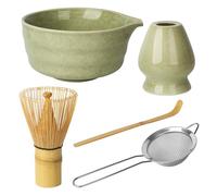 5 Piezas Matcha set, Cucharas de Matcha, Colador de Matcha, Batidor de Bambú, Cuenco de Matcha, Soporte de Cerámica para Batidor, Perfecto para Regalos de Las Fiestas