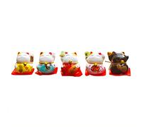 5 Piezas Mini Maneki Neko Estatuas Adornos, Adornos De Gato De La Suerte, Estatuilla De Gato Japonés De 1,6 X 1,4 Pulgadas Estatua De Feng Shui Del Gato De La Fortuna De La Suerte Para Estante De Mesa
