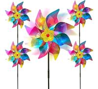 5 Piezas Molino de Viento, Espanta Palomas Wind Mill Repellers Anti-Reflective Birds,Reflective Bird Control,Repelente Pajaros Exterior (Rainbow)