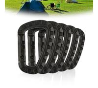 5 Piezas Mosqueton Tactico Negro, Llavero con Mosquetón Táctico en Forma de D, de Plástico de Alta Resistencia para Mochila/Llavero, Accesorios de Escalada al Aire Libre, Ganchos de Mosquetón