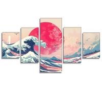 5 Piezas Ondas Diamond Painting Paisaje Diamond Painting Adultos, DIY Pintura de Diamante Kit Manualidades Adultos 5D Creart Kit Punto de Cruz Pintura Diamante para Decoración Pared 225x110cm,Model929