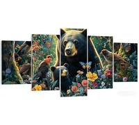 5 Piezas Oso Diamond Painting Kit Completo 200x100cm, Set 5D Diamond Painting Adultos Animal, Mosaico Bordado de Cristal, Regalo Relajante y DIY Manualidades, Arte Decoración de Pared del Hogar W5-90
