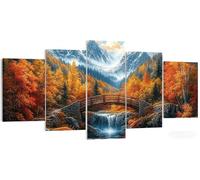 5 Piezas Paisaje Diamond Painting Kit Completo 125x75cm, Set 5D Diamond Painting Adultos Montaña, Mosaico Bordado de Cristal, Relajante y DIY Manualidades, Arte Decoración de Pared del Hogar W5-116