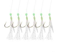 5 piezas para aparejos de señuelo de pesca suaves Sabiki con cuentas luminosas y ganchos versátiles #8-#18, anzuelos de silicona y acero al carbono para agua salada para arenque (18#)