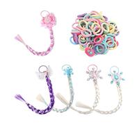 5 Piezas Para Pelucas De Niñas, Con 100 Piezas De Mini Anillos Para El Cabello, Pelucas Coloridas, Accesorios De Diseño De Peinado Y Accesorios Para El Cabello Para Niñas.