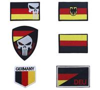 5 Piezas Parche Bandera Alemania,Calavera Alemania Parches Militares,Parche Adhesivo Térmico y costura perimetral reforzada,Material resistente al lavado Parche,para Mochilas