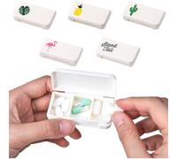 5 Piezas Pastillero Viaje, Mini Pastillero Pequeño 3 Compartimentos, Pill Box Diario, Pastilleros para Medicamentos, Vitaminas y Suplementos, Fácil Organización