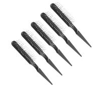5 Piezas Peine de Rata Negro ABS Púas Metálicas para Pelucas | Acabado Mate, Uso en Salón y Retoques Rápidos, Apto para Cabello Trenzado y Manos Masculinas