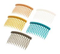 5 Piezas Peineta Lateral UV Cuadrada de 12 Dientes, Antideslizante | Plástico, Desenreda y Alisa, para Cabello Fino y Corto, Juego de Cinco Tonos, Té